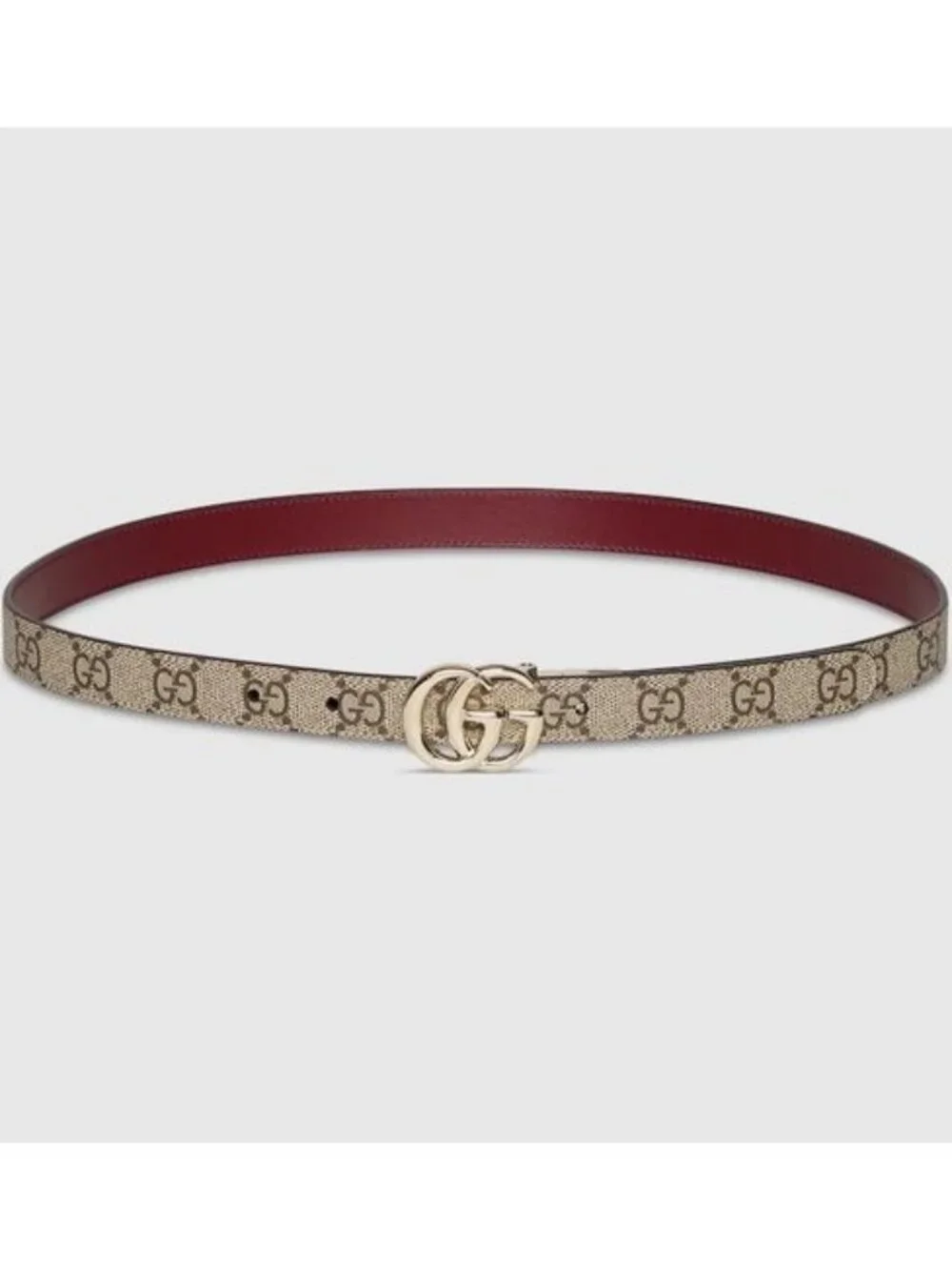 GG MARMONT REVERSIBLE BELT WOMENS SIZE 100/40 (BEIGE-Burgundy)